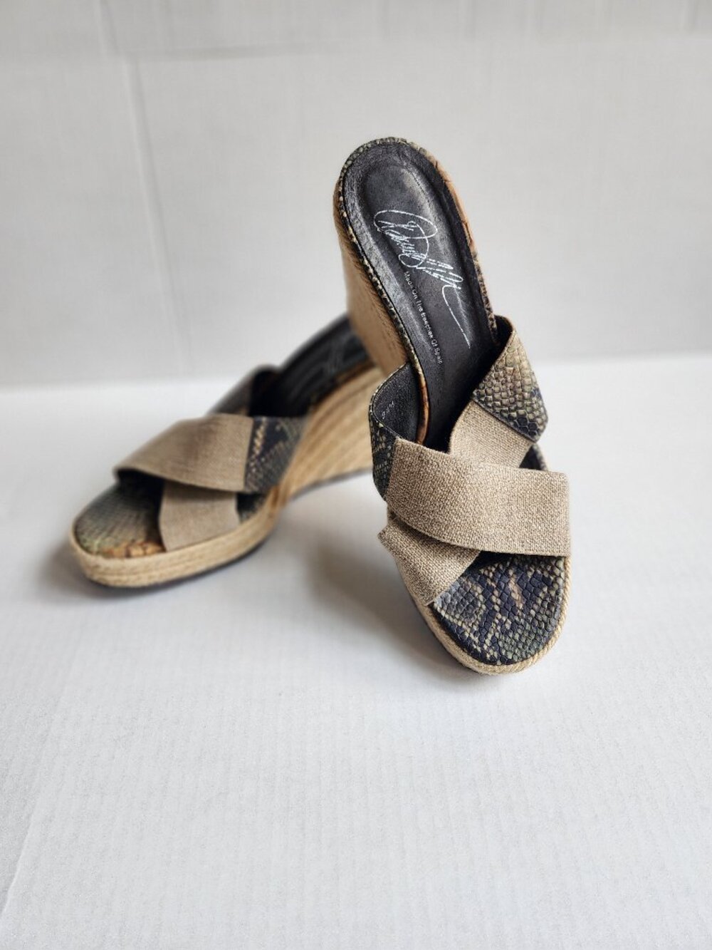 Donald J‎ Pliner Restricted Wedge Espadrilles Snakeskin Crisscross Sandal 8.5M